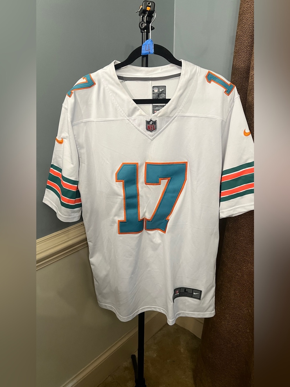 NFL White Jersey with Teal and Orange Accents